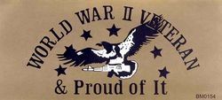 WW II Veteran and Proud of It Bumper Sticker - B154