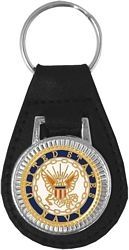 United States Navy Insignia Leather Key Fob - 14769-LBK