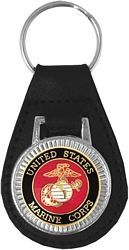 United States Marine Corps Insignia Leather Key Fob - 14771-LBK