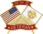 United States & World War II Crossed Flags WWII Veteran Pin - 15908 (1 1/8 inch)