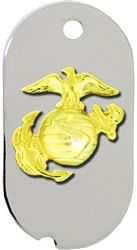United States Marine Corp Eagle, Globe, & Anchor (EGA) Dog Tag Necklace - GOLD - 15135-DTNCGL