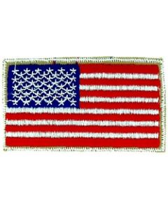 091207 - US Flag Patch 3 1/4 x 1 7/8 "  SEW ON Silver Edge