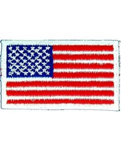 091208 - US Flag Patch  3 1/8 x 1 3/4" Sew  White edge