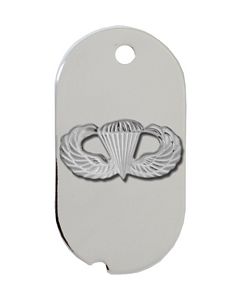 Paratrooper Dog Tag Key Ring - BRIGHT NICKEL - 14745-DTNSI