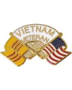 14114 - Vietnam & US Crossed Flags Vietnam Veteran Pin