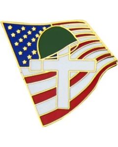 14125 - Memorial Cross and United States Flag Pin
