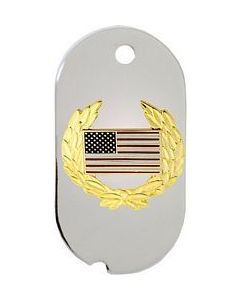 14294-DTN - United States Flag with Wreath Dog Tag Key Ring