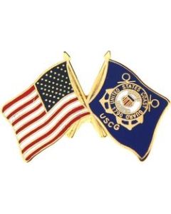 14448 - United States & Coast Guard Crossed Flags Pin
