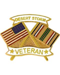 14631 - United States & Desert Storm Crossed Flags Desert Storm Veteran Pin