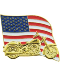 14646 - United States Flag & Motorcycle Pin