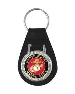 14771-LBK - United States Marine Corps Insignia Leather Key Fob
