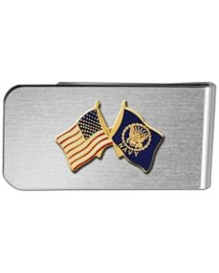 14808-MC - United States & Navy Crossed Flags Money Clip
