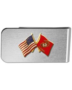 14810-MC - United States & Marine Corps Crossed Flags Money Clip