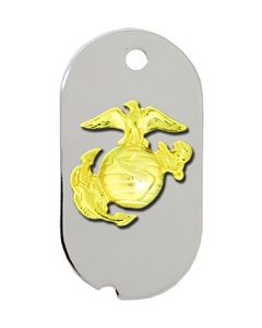 15135GL-DTN - United States Marine Corp Eagle, Globe, & Anchor (EGA) Dog Tag Keyring - GOLD