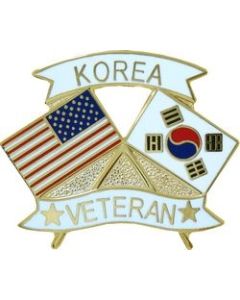 15154 - United States & Korea Crossed Flags Korea Veteran Pin