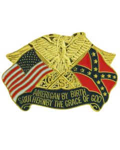 15663 - United States & Confederate Crossed Flags American By Birth Pin
