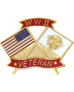 15908 - United States & World War II Crossed Flags WWII Veteran Pin