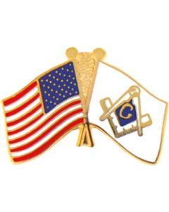 70096 - United States & Masonic Crossed Flags Pin