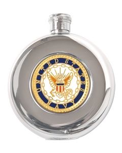 8774 - US Navy Round 5oz. Stainless Steel Flask