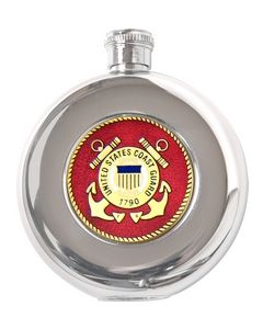 8776 - US Coast Guard Round 5oz. Stainless Steel Flask