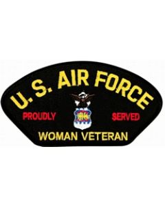 FLB1809 - US Air Force Proudly Served Woman Veteran Emblem Black Patch
