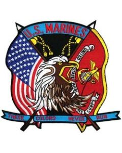 FLF1238 - US Marine Corps These Colors Never Run Back Patch (10" x 10")
