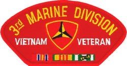 3rd  Marine Division Vietnam Veteran with Ribbons Red Patch - FLB1458 (4 inch)