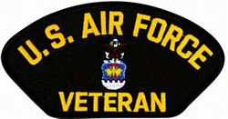 US Air Force Veteran Emblem Black Patch - FLB1369 (5 1/4 inch)