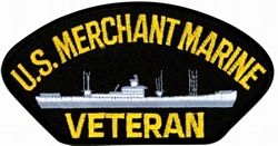 US Merchant Marine Veteran with Ship Black Patch - FLB1371 (4 inch)