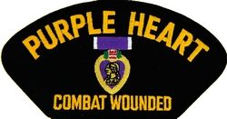 Purple Heart Combat Wounded Black Patch - FLB1393 (4 inch)