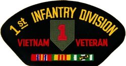 Veitnam 1st Infantry Division Veteran with Ribbon Black Patch - FLB1448 (4 inch)