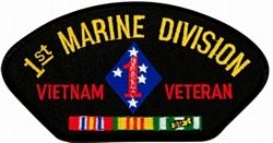 1st Marine Division Vietnam Veteran with Ribbons Black Patch - FLB1466 (4 inch)