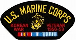 US Marine Corps Korean War Veteran with Ribbons Black Patch - FLB1501 (4 inch)