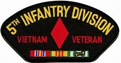 5th Infantry Division Veitnam Veteran with Ribbon Black Patch - FLB1521 (4 inch)