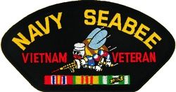 US Navy Seabee Vietnam Veteran Black Patch - FLB1523 (4 inch)