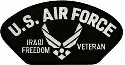 US Air Force Iraqi Freedom Veteran Symbol Black Patch - FLB1649 (4 inch)