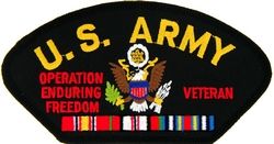 United States Army Afganistan Veteran Insignia with Ribbon Black Patch - FLB1698 (5 1/4 inch)