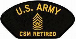 United States Army Command Sergeant Major (CSM) Retired  Black Patch - FLB1763 (5 1/4 inch)