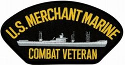 US Merchant Marine Combat Veteran with Ship Black Patch - FLB1779 (4 inch)
