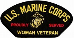 US Marine Corps Proudly Served Woman Veteran Black Patch - FLB1797 (4 inch)