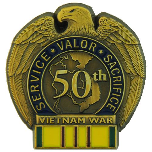 50TH ANNIVERSARY VIETNAM WAR with VN Service Ribbon - 13098 (1 1/4 inch)